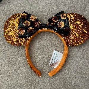 Black / Orange Polka Dot Sequin Disney Ears